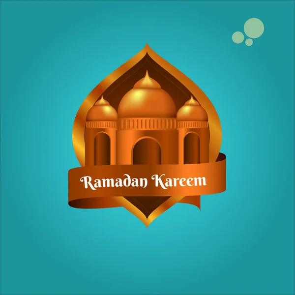 Ramadan Moskee Masjid Illustratie Met Silhouet Stijl Aan Achterkant Frame — Stockvector