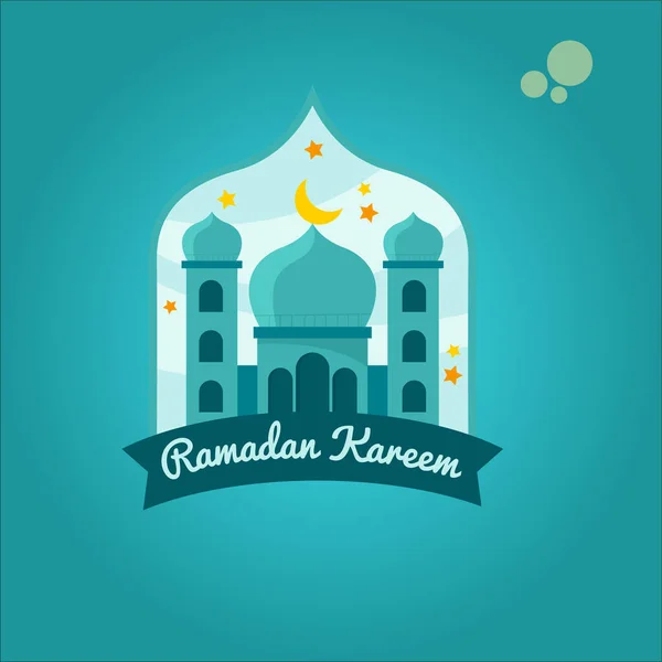 Ramadan Mubarak Saudação Vetor Desenho Ilustração —  Vetores de Stock