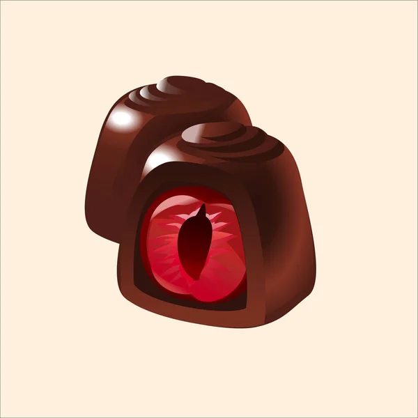 Tatlı Kek Çikolatalı Ikon Vektörü — Stok Vektör