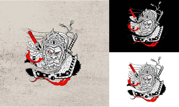Татуировка Векторного Рисунка Головы Конга — стоковый вектор