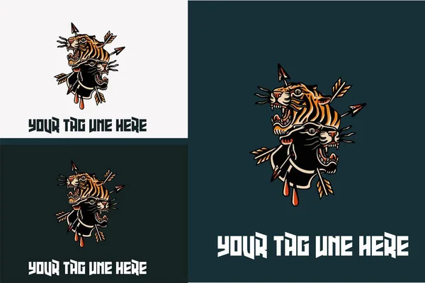 Mascota Diseño Cabeza Tigre Cabeza Pantera Vector Ilustración — Archivo Imágenes Vectoriales