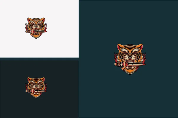 Diseño Del Logotipo Cabeza Tigre Vector Ilustración — Archivo Imágenes Vectoriales