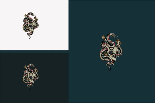 Татуировка Черепа Головы Вектора Змеи — стоковый вектор