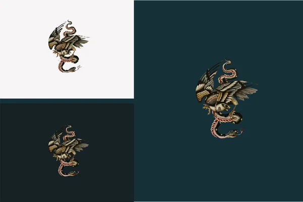 Design Plat Oiseau Serpent Vecteur — Image vectorielle