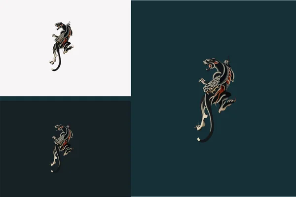 Panthère Noire Vecteur Colère Design Plat — Image vectorielle
