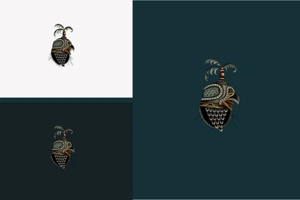 Tête Oiseau Palmier Vecteur Plat Design — Image vectorielle
