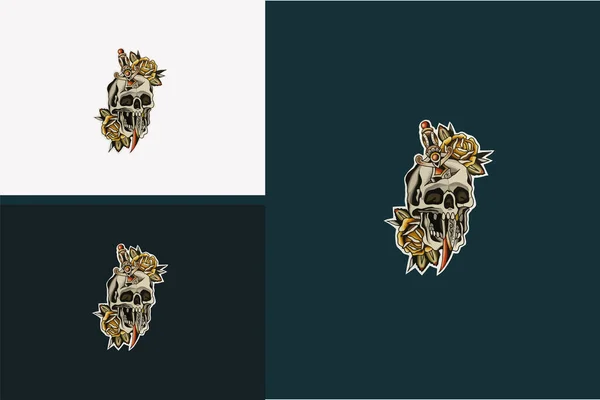 Tête Crâne Fleurs Vecteur — Image vectorielle