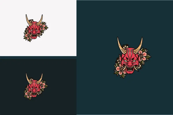 Tête Rouge Diable Vecteur Illustration Plat Design — Image vectorielle