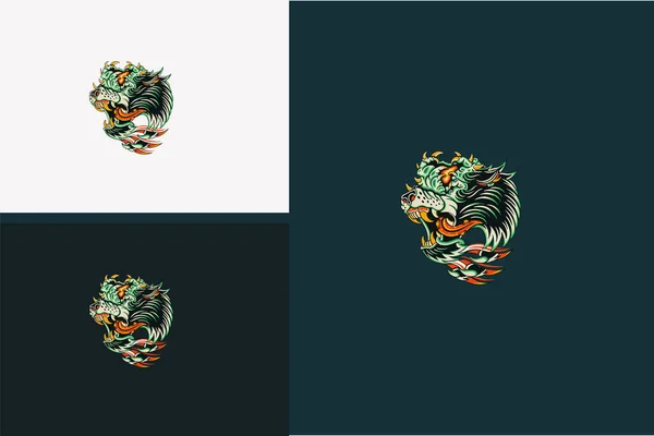 Head Tiger Angry Vector Illustration Flat Design — Image vectorielle