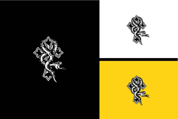Logo Snake Vector Illustration Black White — Image vectorielle