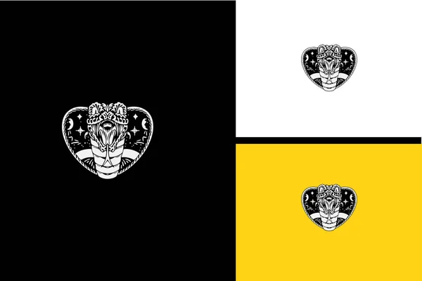Logo Design Head Cobra Black White — Vetor de Stock