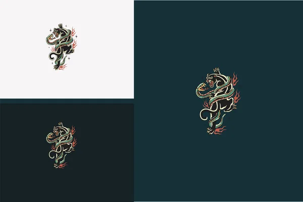 Artwork Design Black Panther Snake Vector Illustration Design — Image vectorielle