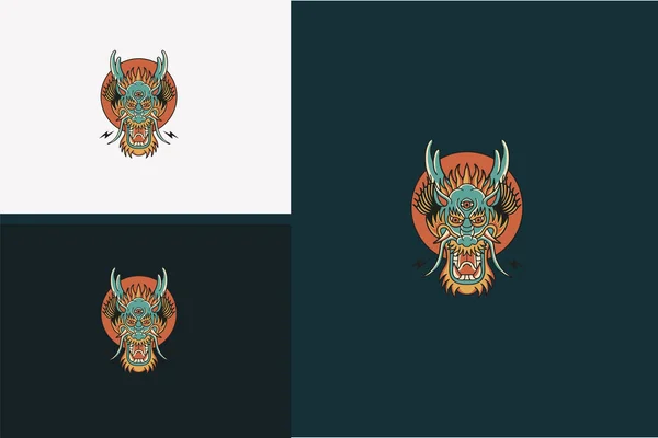 Head Dragon Angry Vector Illustration Design – Stock-vektor