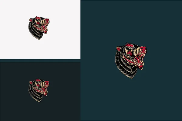Head Black Bear Monster Vector Illustration Design — Image vectorielle