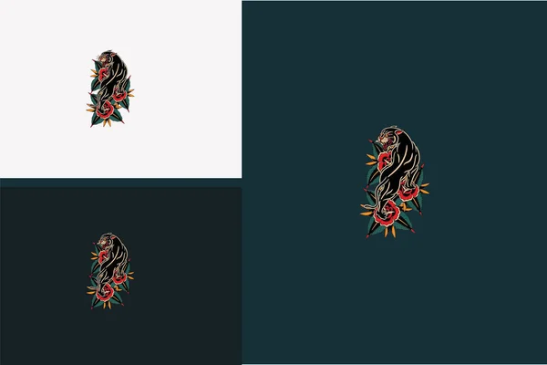 Black Panther Snake Vector Illustration Design —  Vetores de Stock
