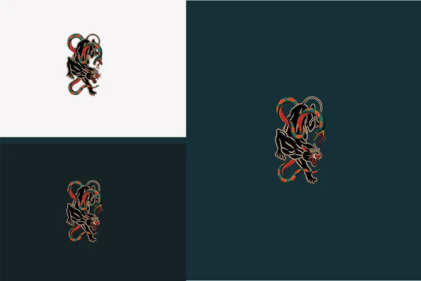 Black Panther Snake Vector Illustration Design — стоковый вектор