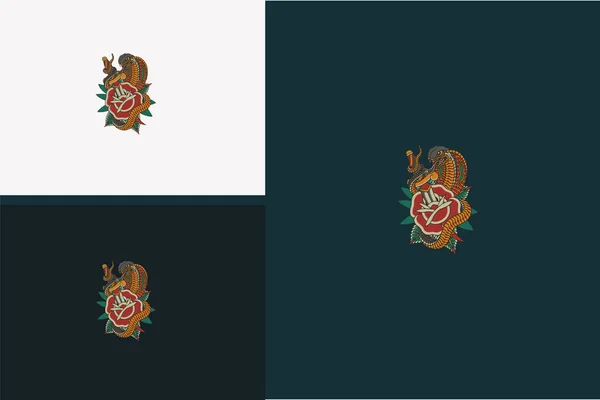 Head Snake Flower Vector Illustration Design — Vector de stock