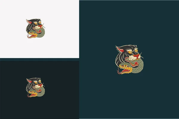 Head Panther Snake Vector Illustration Design — ストックベクタ