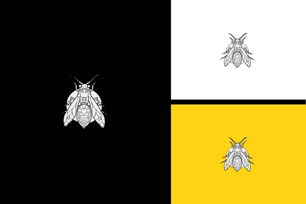 Bee Vector Illustration Black White — Image vectorielle