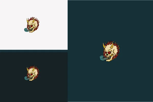Head Skull Flame Vector Illustration Design — Image vectorielle