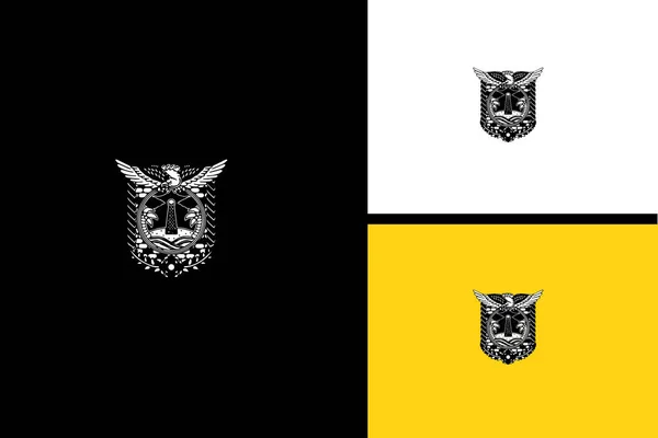 Águila Cabeza Cráneo Vector Blanco Negro — Vector de stock