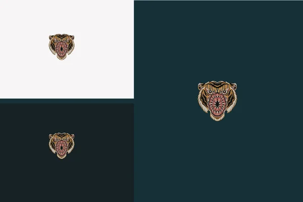 Cabeza Tigre Zombie Vector Ilustración Diseño — Archivo Imágenes Vectoriales