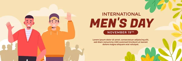 Mens Day Horizontal Banner Vector Illustration Design — 스톡 벡터