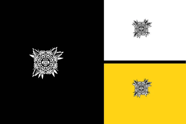 Jedno Oko Kwiaty Wektor Logo Linii Sztuki — Wektor stockowy