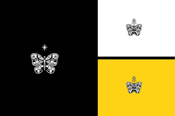 Дизайн Логотипа Векторной Линейки Бабочек — стоковый вектор