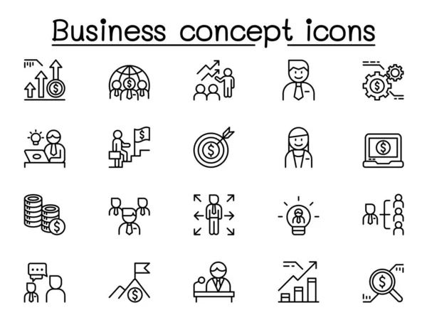 Business Concept Pictogrammen Dunne Lijn Stijl — Stockvector