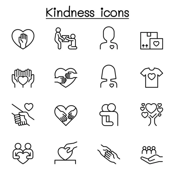 Kindness Icon Set Thin Line Style — Stock Vector