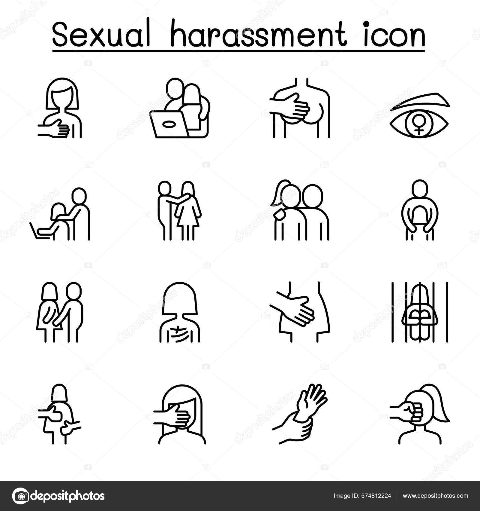 Ic??ne Harc??lement Sexuel Dans Style Ligne Mince Stock Vector by