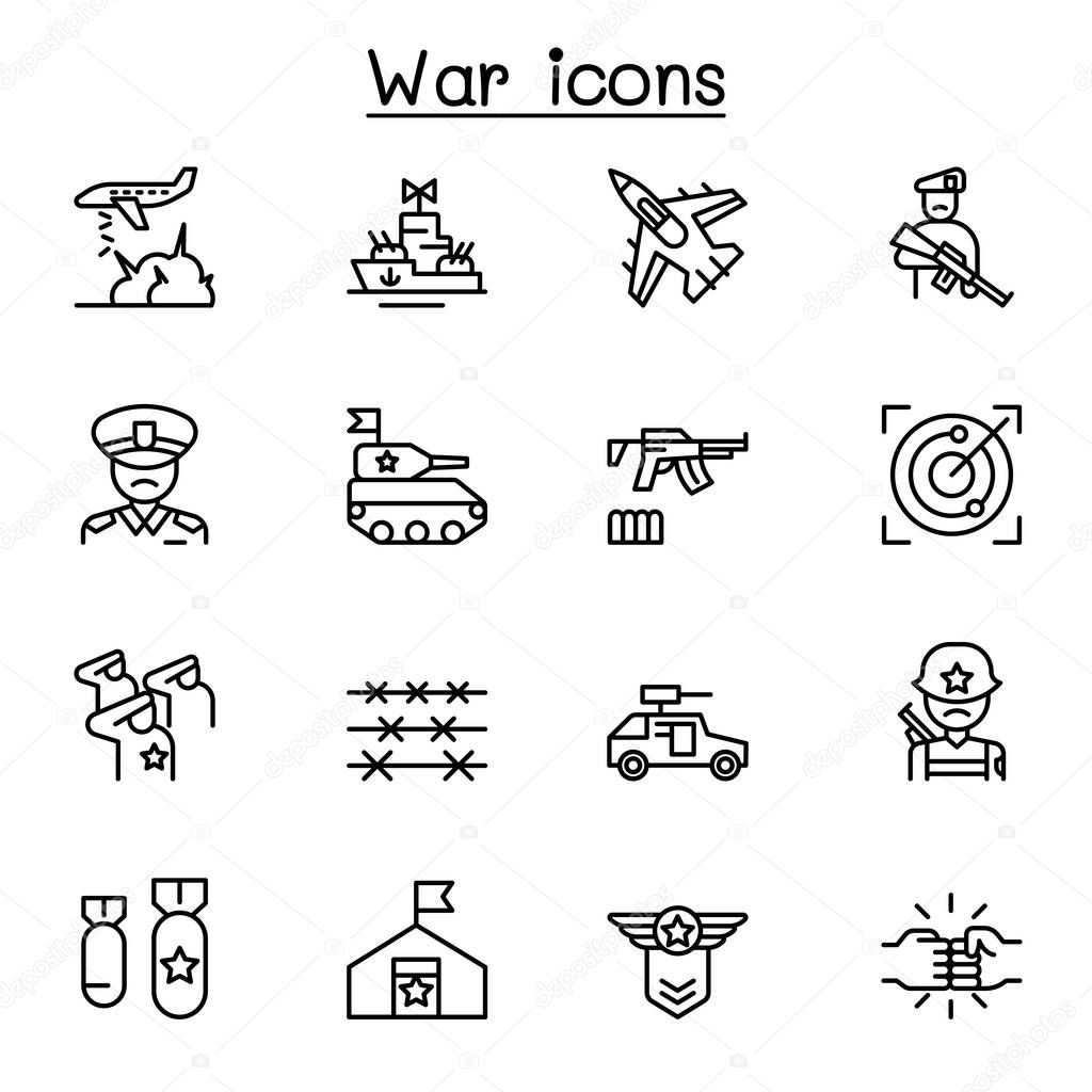 War icon set in thin line style