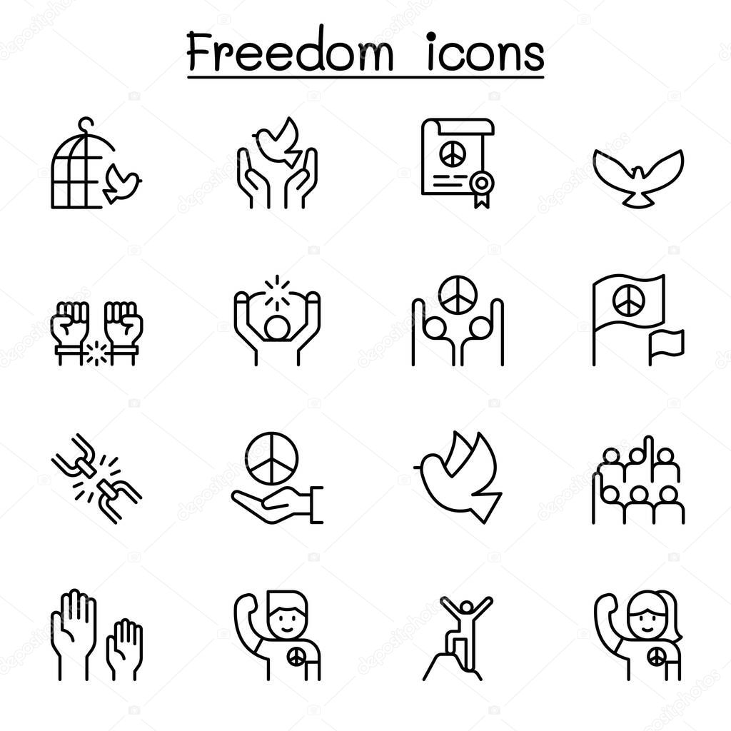 Freedom icon set in thin line stlye