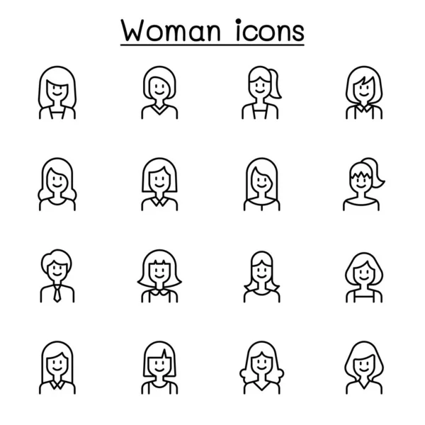 Nce Çizgi Stilinde Kadın Icon Set — Stok Vektör