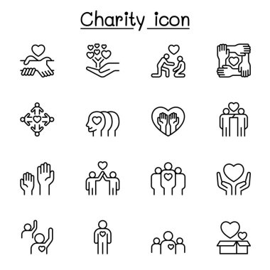 hayırseverlik simgesi ince çizgi biçiminde ayarlandı