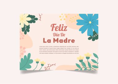 Feliz Dia De La Madre Kartı Tasarım Vektör Tasarımı Anneler Günü EPS10 Annelerin özel günlerinde annelerini tebrik etmek için bir tebrik kartı, bir afiş, bir broşür olarak kullanılmak üzere harika bir gün.