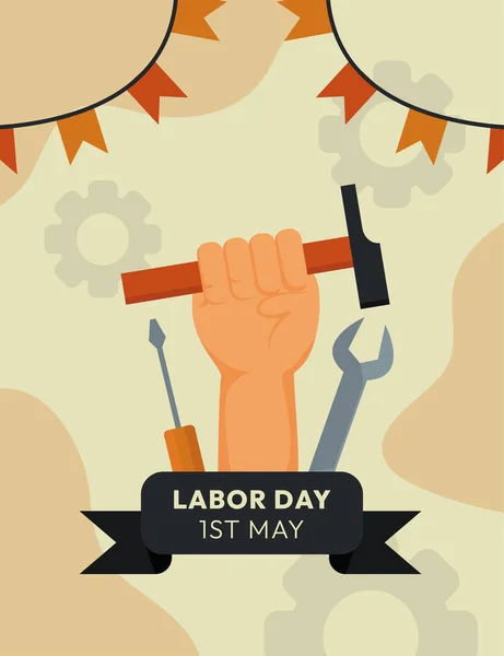 Flat Mutlu İşçi Bayramı Tasarımı. İşçi Bayramı 'nı ya da benzeri bir şeyi kutlamak için harika bir plan.