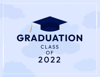 Clouds ve Confetti Vector Design EPS10 ile 2022 mezuniyetini, okulunun sonunu veya son gününü veya okulunu kutlamak için 2022 mezuniyet arkaplanı sınıfı.