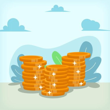 Yığılmış Altın Sikkeler Çizim Tasarımı Tasarımı EPS10 Web sitesi, animasyon, proje, okul projesi, iş projesi, yatırım stratejisi veya borsa veya para kripto yatırım forx ve ekonomi için kullanılmak üzere harika bir tasarım.