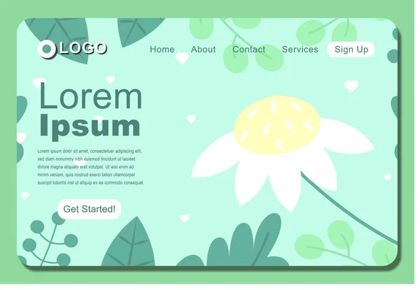 Botanical Garden Landing Page Template Design Eps10 Great Used Design — Image vectorielle