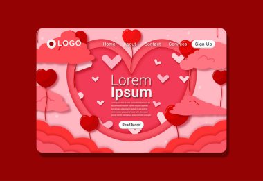 Gerçekçi Sevgi ve Balonlu İniş Sayfası Tasarımı EPS10 Web siteniz için mükemmel bir iniş sayfası olarak kullanılacak.