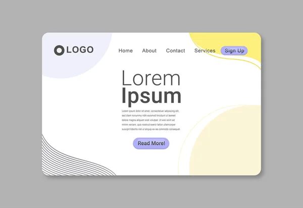 Abstract Minimalist Landing Page Design Eps10 Großartig Als Perfekte Zielseite — Stockvektor