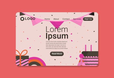 Doğum Günü Nesneleri İniş Sayfa Tasarımı EPS10 ile Doğumgünü Arkaplanı Bir web sitesinde, bir afişte, el ilanında, posterde ve daha pek çok şeyde kullanılacak kadar büyük