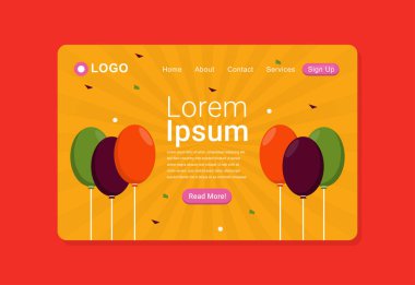 Balonlarla ve Konfeti İniş Sayfası EPS10 ile Şenlikli Arka plan Bir web sitesinde, bir afişte, broşürde, posterde ve daha pek çok şeyde kullanılacak kadar harika