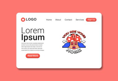 Düz Trendli Çizgi Filmsiniz Ev Temiz İniş Şablonunuz EPS10 Web siteniz için harika bir tasarım, ya da bir pilot, afiş, poster, broşür ve daha fazlası için kullanılacak