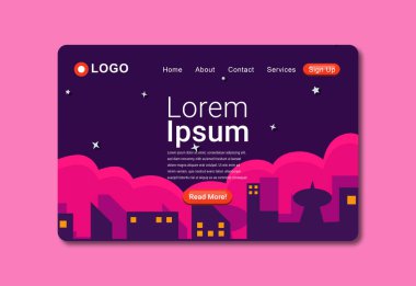 Yıldızlar İniş Sayfası Şablonu EPS10 ile Şehir Gecesi Manzarası Web siteniz için, daha iyi bir web gezinti için, ya da bir pilot, arka plan, duvar kağıdı ya da başka amaçlar için kullanılabilir