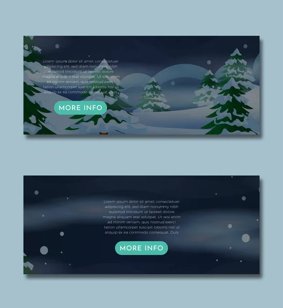 冬の雪の夜のバナーセットデザインテンプレートEps10は あなたのウェブサイトのバナーとして ランディングページとして チラシなどとして使用することができます — ストックベクタ
