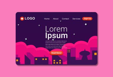 Yıldızlar İniş Sayfası Şablonu EPS10 ile Şehir Gecesi Manzarası Web siteniz için, daha iyi bir web gezinti için, ya da bir pilot, arka plan, duvar kağıdı ya da başka amaçlar için kullanılabilir