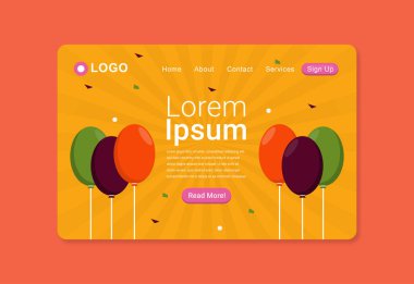 Balonlarla ve Konfeti İniş Sayfası EPS10 ile Şenlikli Arka plan Bir web sitesinde, bir afişte, broşürde, posterde ve daha pek çok şeyde kullanılacak kadar harika